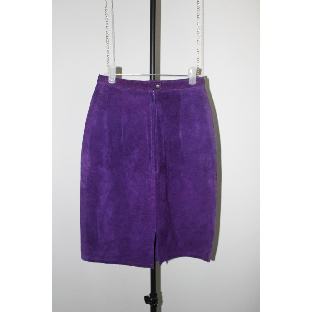 VTG Outerwear by Phoenix Purple Pig Leather Pencil Skirt Made in USA Size 6